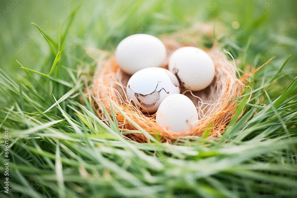 duck eggs in nest with grass background duck eggs in nest with grass background