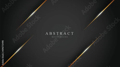 Realistic Luxury Abstract Background with Golden Lines. Deluxe and Elegant Background Design Vector Illustration. Black Backdrop in 3d Style.