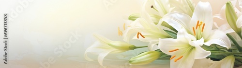 A card featuring a bouquet of Easter lilies, with a soft-focus background and a prominent empty space for writing a heartfelt note.
