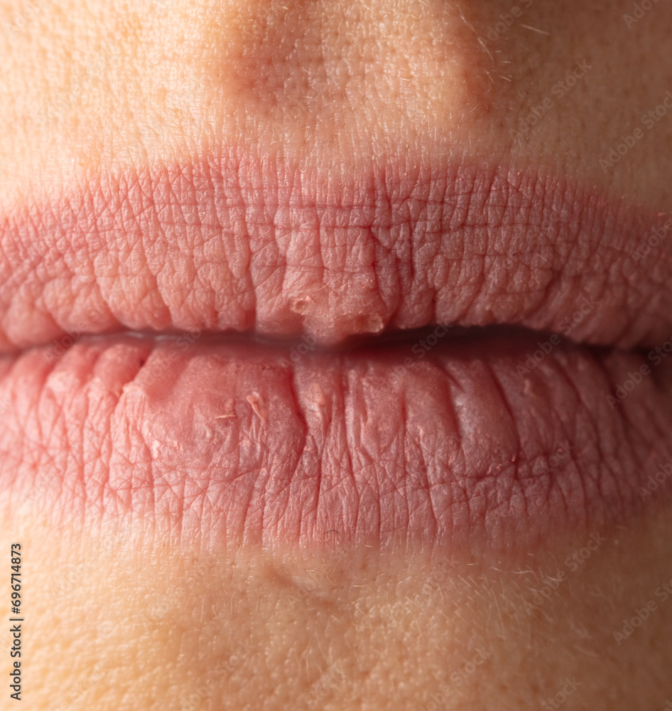Obraz premium Lips on a girl's face. Macro
