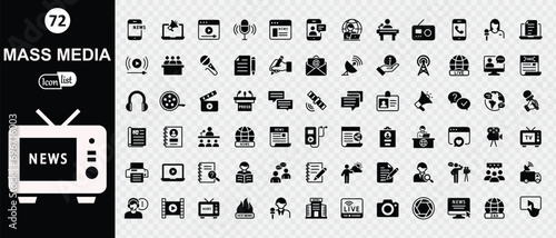 Mass media related icons. Simple vector illustration. 