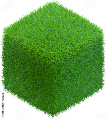 Cube from grass .3D renderi...