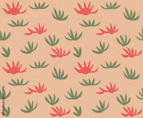 Japanese Grass Motif Vector Seamless Pattern