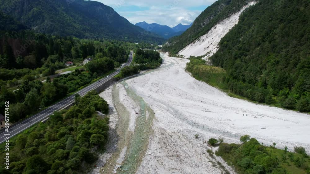 Heat wave in Italy during record summer temperatures - Dried out riverbed almost completely empty of water Heat wave in Italy during record summer temperatures - Dried out riverbed almost completely empty of water