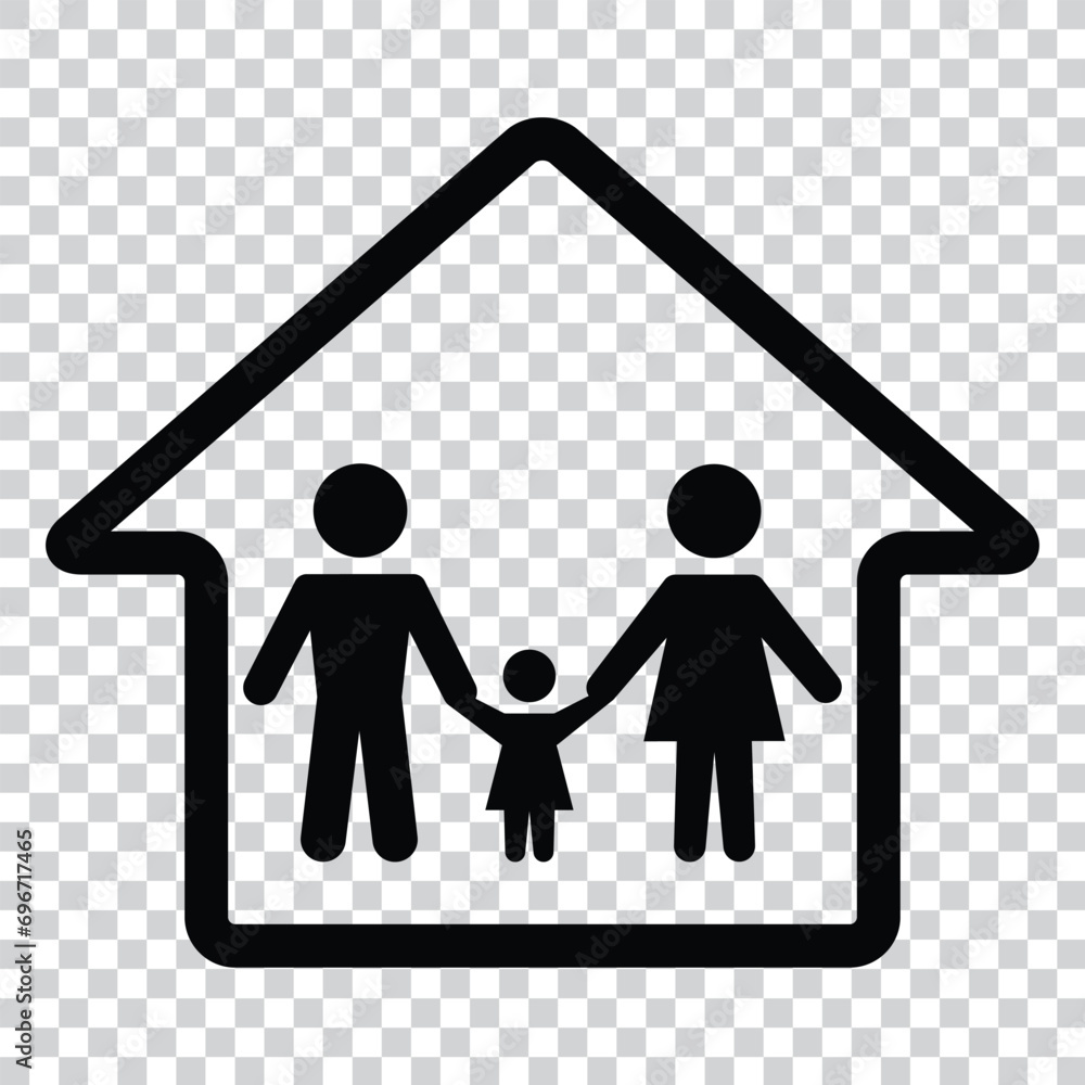 family and house. Family Home Icon. Vector isolated illustration. Emblem, Design Concept, Creative Symbol, Icon family and house. Family Home Icon. Vector isolated illustration. Emblem, Design Concept, Creative Symbol, Icon