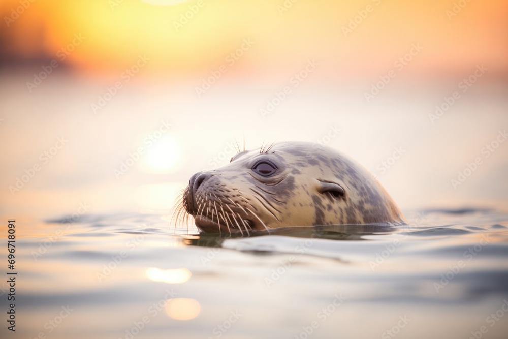 Fototapeta premium the silhouette of a seal at sunset