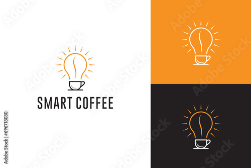Smart coffee logo design illustration