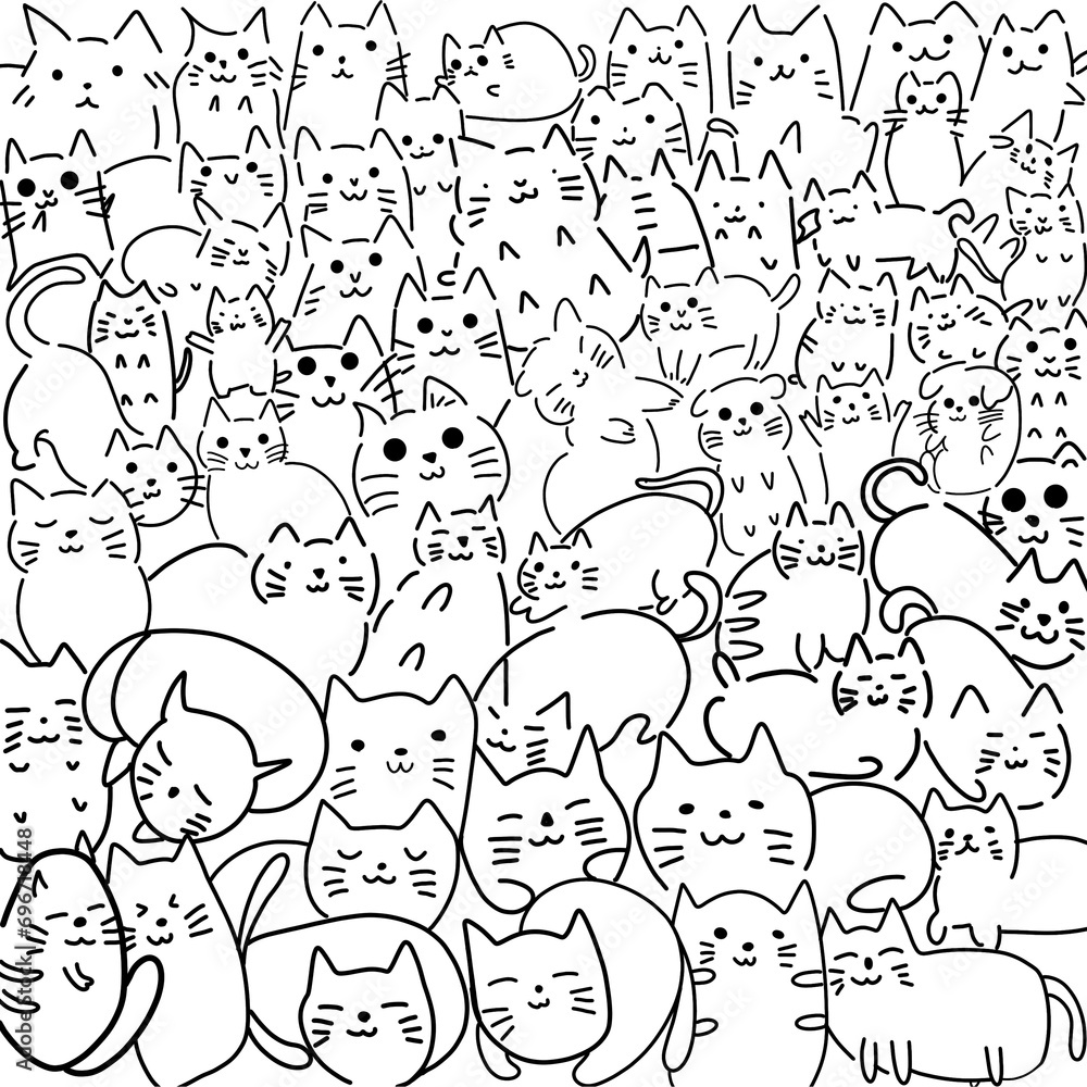 seamless pattern with kids cat