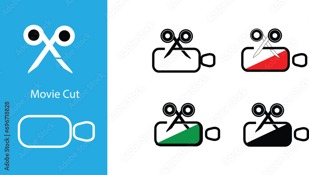 Icon Set related movie cut, movie, user. Vector illustration logo. Editable background. Outlines vector Icon Set related movie cut, movie, user. Vector illustration logo. Editable background. Outlines vector