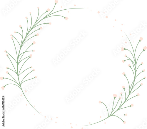 Cute kawaii soft pink floral wedding wreath invitation card and greeting