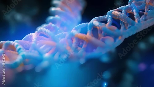 A zoomedin view of a CRISPRCas9 protein complex actively cleaving DNA, showcasing its ability to make precise edits in the genetic code. photo