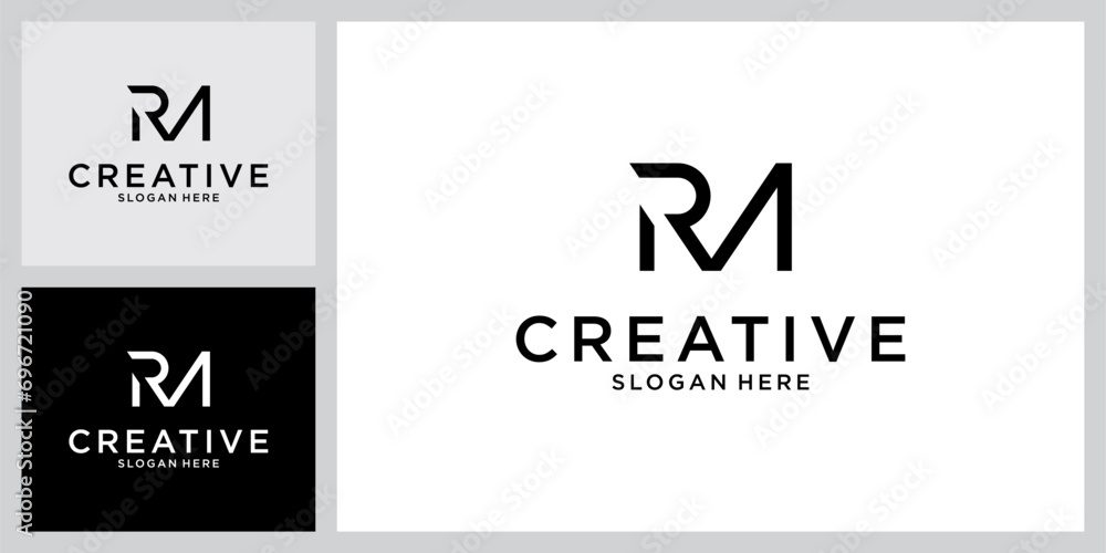 RM or MR initial letter logo design vector.