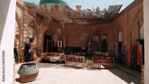 Medieval oriental architecture, central Asia. Bukhara, Uzbekistan. Street oriental bazaar. Popular travel destination photo