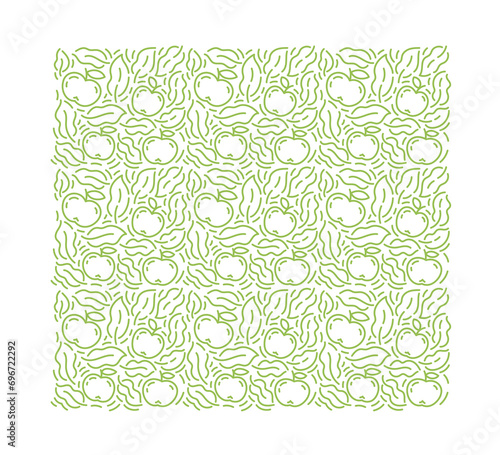 Apple background pattern. Editable outline stroke. Vector line.