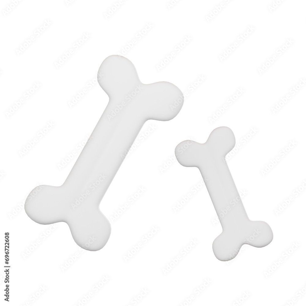 Bones 3d icon isolated on white background, 3d rendering, Halloween event Bones 3d icon isolated on white background, 3d rendering, Halloween event