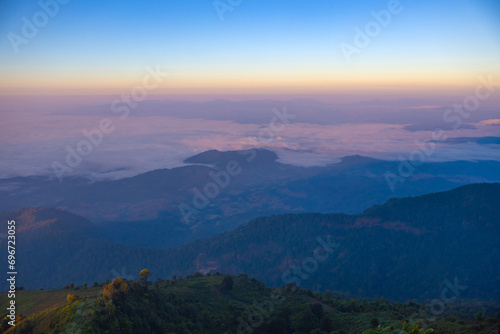 morning sunrise Doi Inthanon mountain in Chiang Mai  Thailand