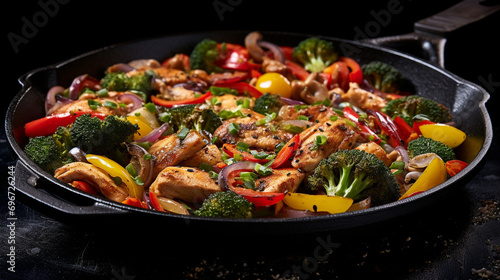 chicken with vegetables HD 8K wallpaper Stock Photographic Image 