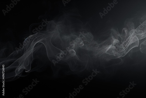 Abstract smoke moves on a black background. Design element. Abstract texture, blurred smoke on black background realistic smoke on floor for overlay different projects design, AI Generated