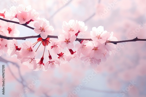 cherry blossom sakura in spring time on blue sky background, Cherry blossom sakura in springtime, soft background, AI Generated