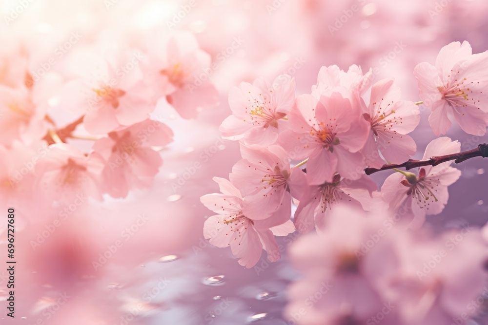 Obraz premium cherry blossom sakura in spring time with soft focus background, Cherry blossom sakura in springtime, soft background, AI Generated