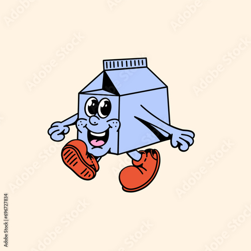 Retro milk box mascot character design