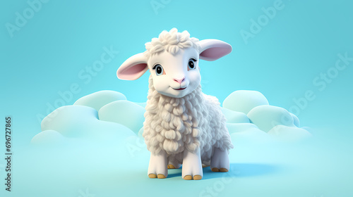 Charming 3D Easter lamb with soft fur, surrounded by springtime flora