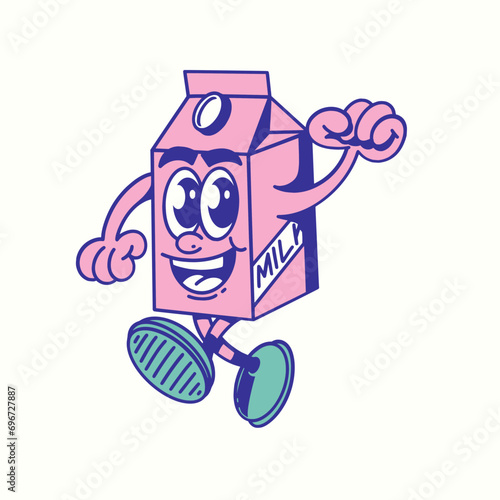 Retro milk box mascot character design