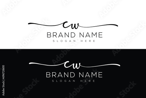 Cw handwriting and signature logo vector design 
