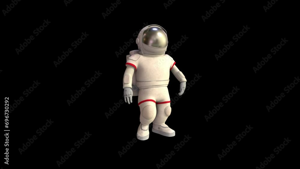 Walking astronaut - 3d render looped with alpha channel. Walking astronaut - 3d render looped with alpha channel.