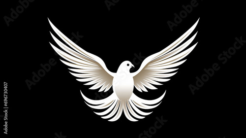 design of a white Christian dove in a single, elegant black line, Generate AI. © Salis