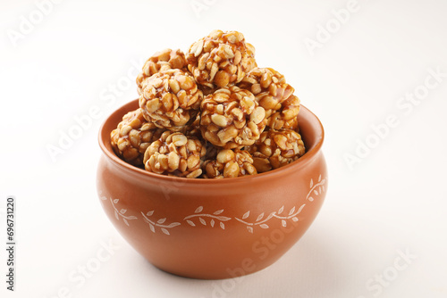 peanut chikki nut ball, a healthy snack