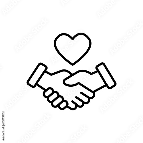 Handshake outline icons, minimalist vector illustration ,simple transparent graphic element .Isolated on white background