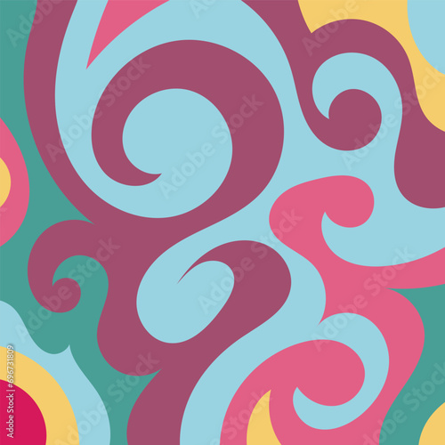 Abstract square background with swirly curves texture ornaments.