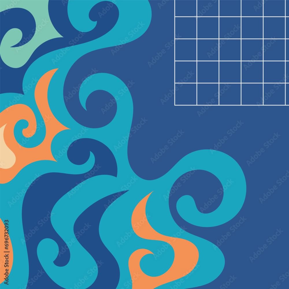Abstract square background with swirly curves texture ornaments. Abstract square background with swirly curves texture ornaments.