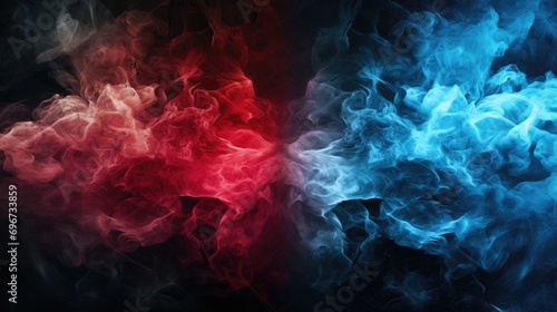 Colorful smoke in two different hues against a black backdrop. Ideal for use in artistic projects or as a background image.