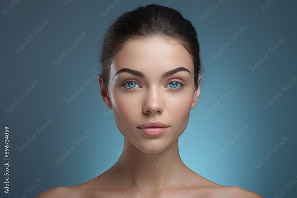 A woman with striking blue eyes posing for a photograph. This image can be used for various purposes A woman with striking blue eyes posing for a photograph. This image can be used for various purposes