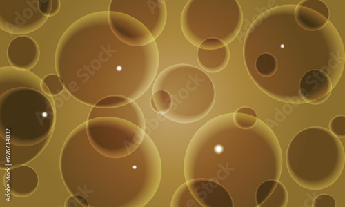 Abstract liquid fluid circles dark yellow color background. soft bubbles.