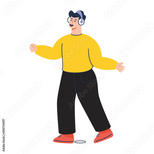 vector pose of person in yellow clothes.human