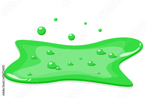 Green slime puddle vector isolated. Illustration of green splatter. Poisonous radioactive bubbly liquid.