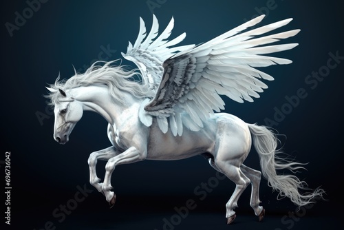 A majestic white horse with beautiful wings on its back. Perfect for adding a touch of fantasy and enchantment to any project or design