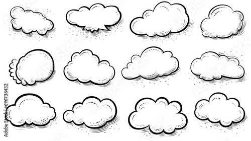 Cartoon speech bubbles set on a plain white background. Ideal for adding text or dialogue to any design project