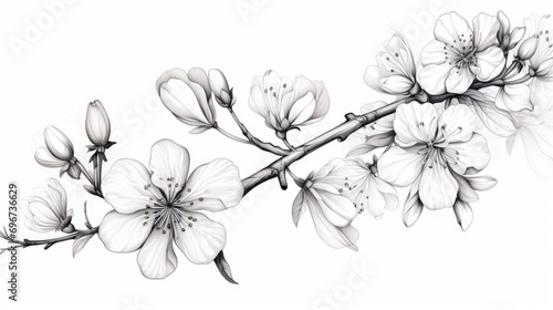 A black and white drawing of a flower. Suitable for artistic projects and floral designs