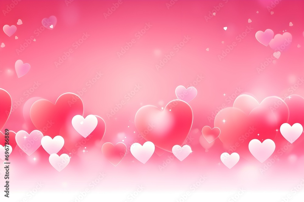 Vector of Happy Valentines Day With Blinking Heart and Pink Background Design.