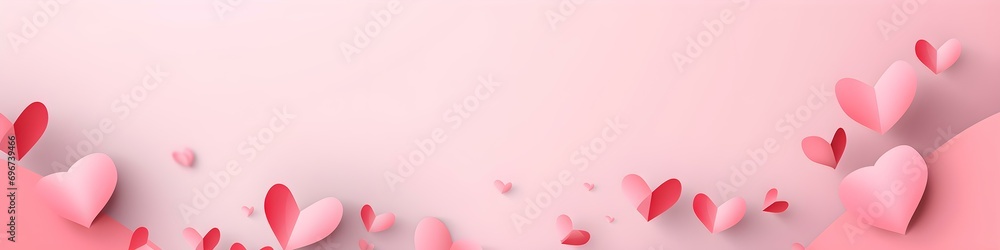 Paper Elements in Shape of Heart Flying on Pink Background. Vector Symbols of Love for Happy Women's, Mother's, Valentine's Day, Birthday Greeting Card Design. Paper Elements in Shape of Heart Flying on Pink Background. Vector Symbols of Love for Happy Women's, Mother's, Valentine's Day, Birthday Greeting Card Design.