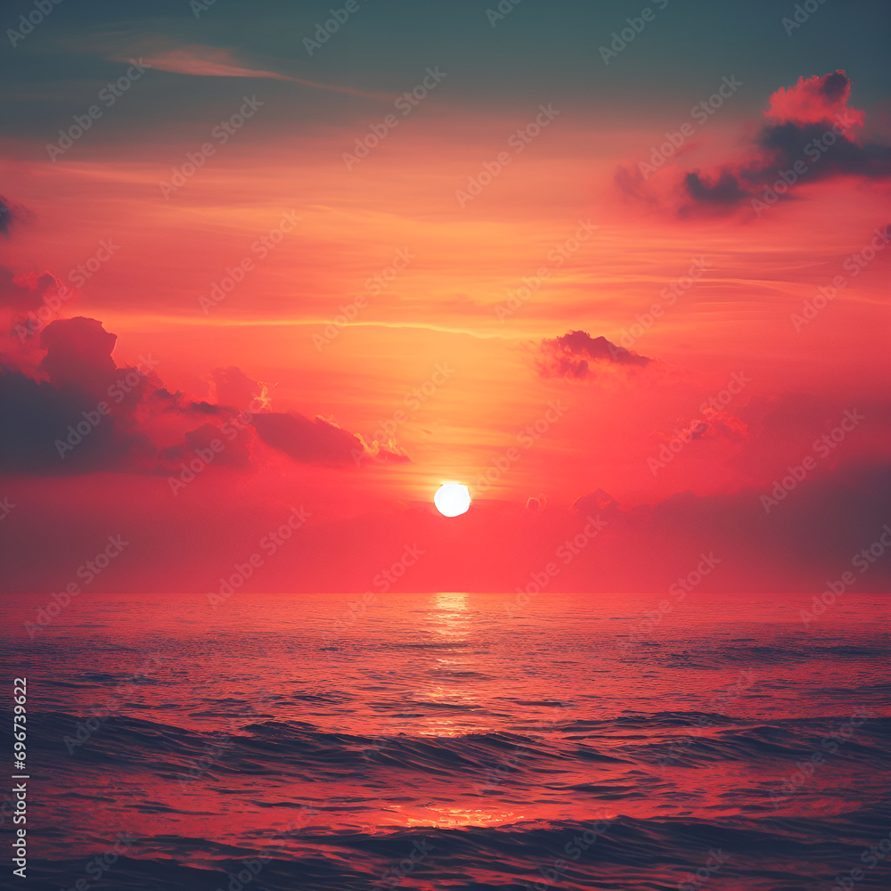 sea and sunrise.Generative AI