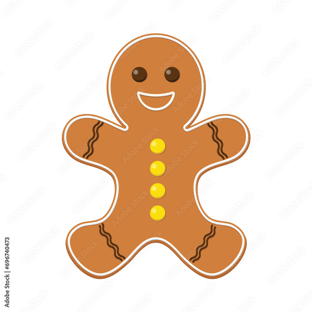 Obraz premium Gingerbread man vector illustration isolated on white background.