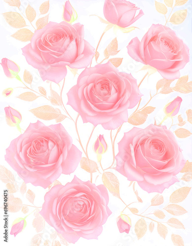 Close up of decorative pink rose flower and petals isolated on transparent background. png with alpha channel. Greeting card design for wedding, birthday, valentine etc.