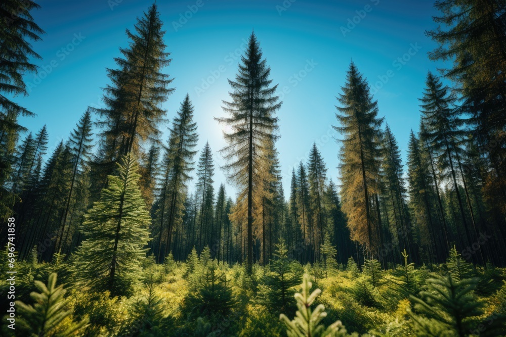 Beautiful tall pine tree forest, Generate with Ai Beautiful tall pine tree forest, Generate with Ai