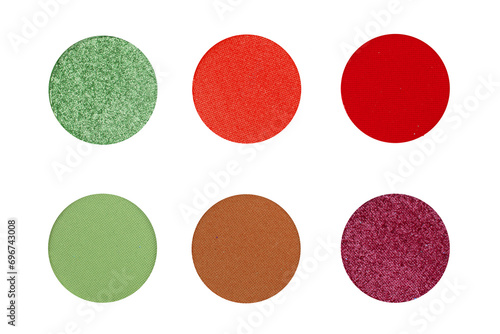 Assorted colors metallic blusher or eyeshadow isolated on white background