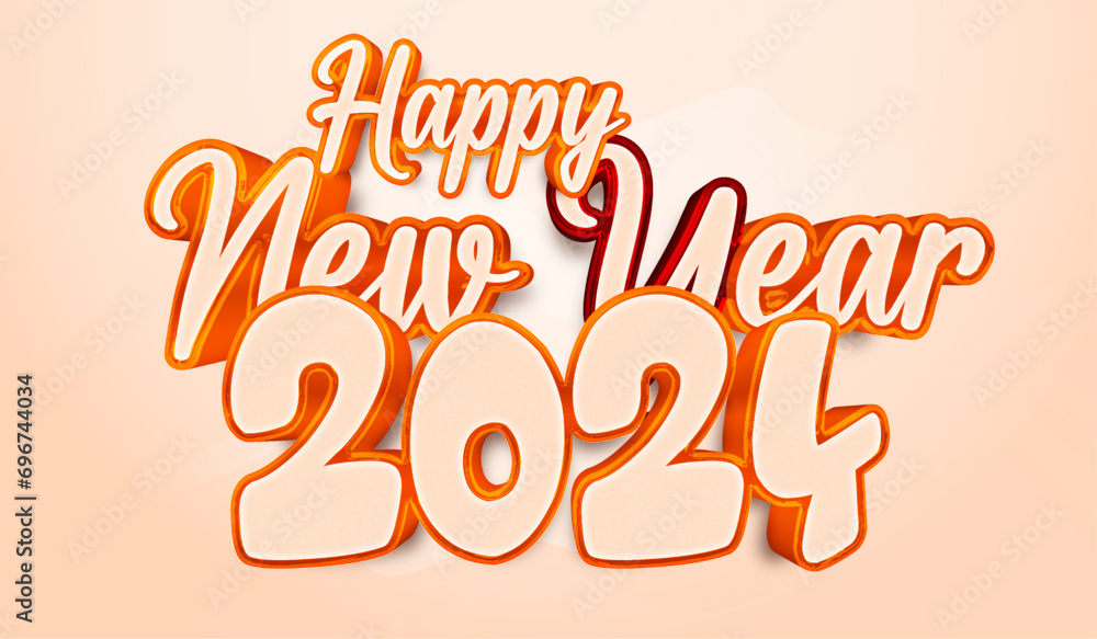 Happy new Year 2024 editable premium 3d vector text effect